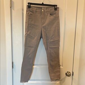 LOFT Gray Raw Hem Skinny Jeans, women’s 6